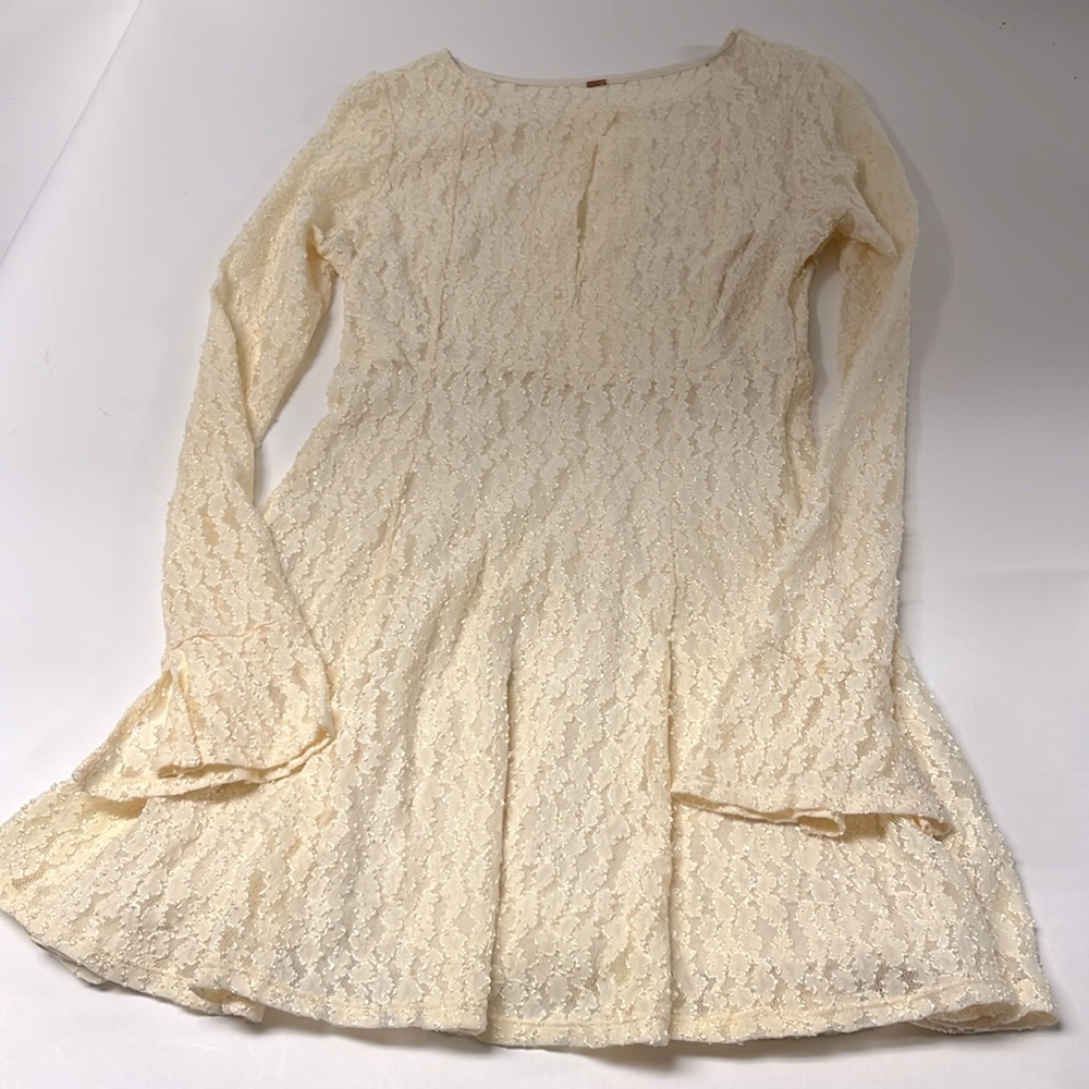 Free People Cream Long Sleeve Dress